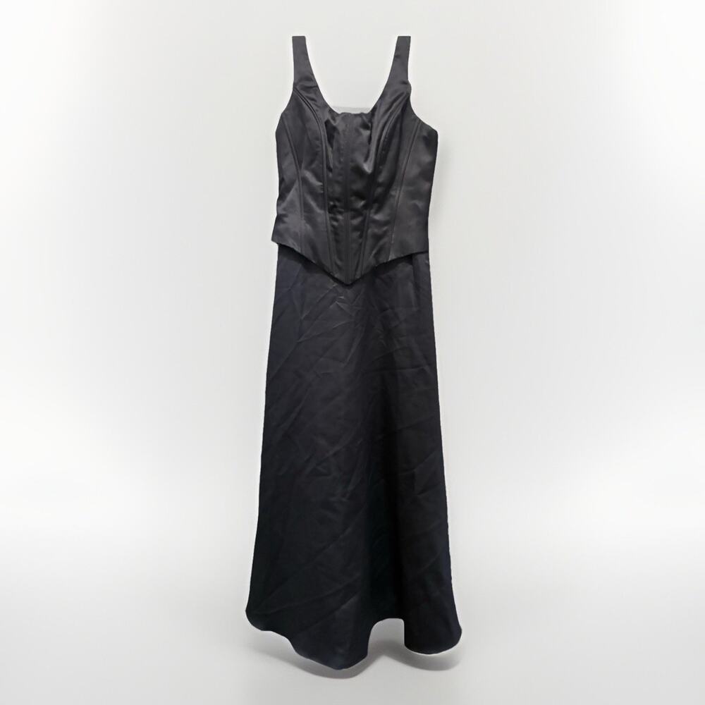 Jessica McClintock Midnight Blue Corsetted Maxi Prom Wedding Formal Dress Sz 10